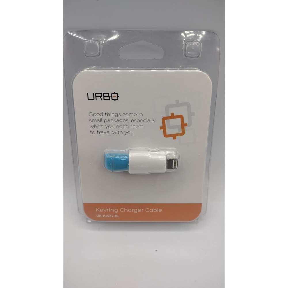 Urbo Keyring Charger Cable USB-A for Apple White Blue UR-P15X2-BL New